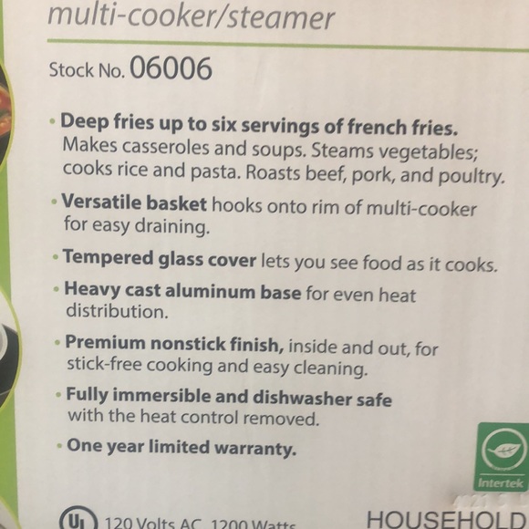 Presto kitchen kettle; multi cooker, fryer & steamer - new in unopened box - Picture 9 of 9